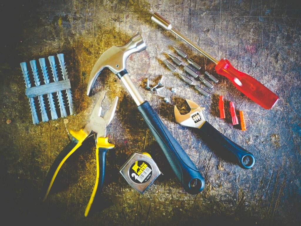 Tools placed on a floor
