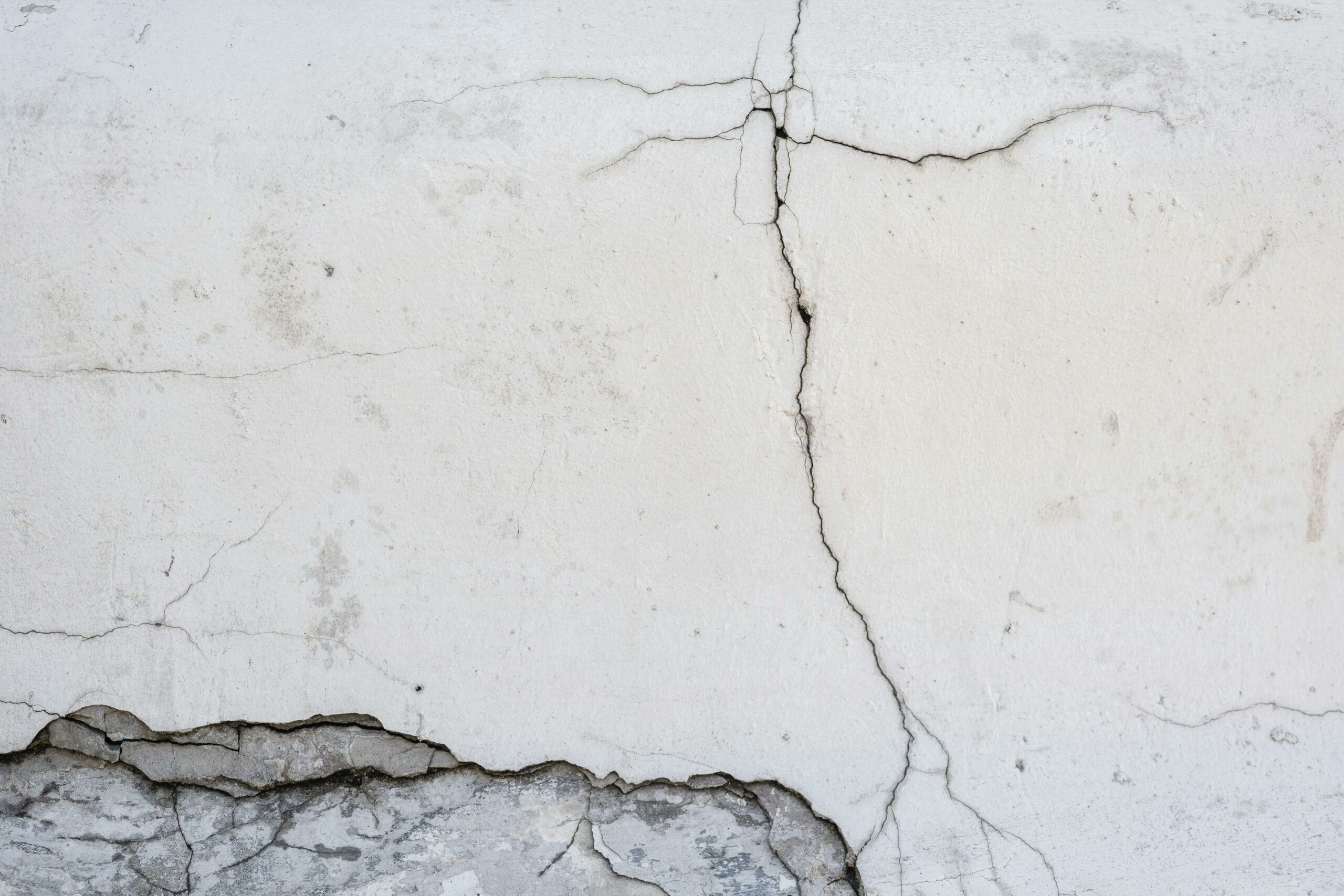 Cracks in concrete ground